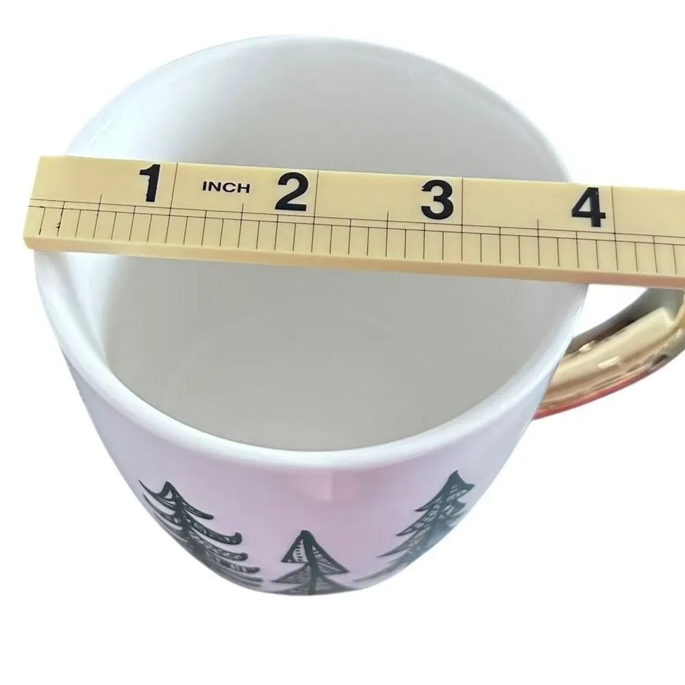 Starbucks 2015 Green Trees White Ceramic Coffee Cup Mug - 14 oz   ***Item:‎ HH75